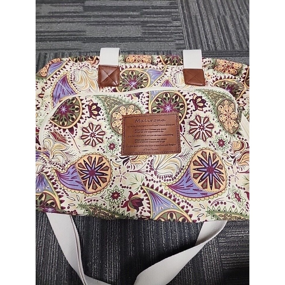 MALIRONA Bright Floral Canvas‎ Tote for Grocery/Travel/Overnight